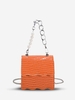 Embossed Chains Faux Pearls Crossbody Bag