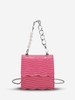 Embossed Chains Faux Pearls Crossbody Bag