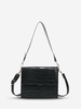 Embossed Double Straps Solid Crossbody Bag