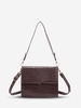 Embossed Double Straps Solid Crossbody Bag