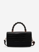 Embossed Flap Handle Casual Crossbody Bag