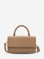 Embossed Flap Handle Casual Crossbody Bag
