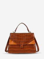 Embossed Flap Handle Casual Crossbody Bag