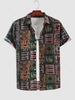 Ethnic Style Pattern Button Up Shirt Xxl Multi a