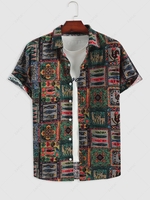 Ethnic Style Pattern Button Up Shirt Xxl Multi a