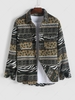 Ethnic Zebra Leopard Print Shacket S Black