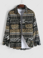 Ethnic Zebra Leopard Print Shacket Xl Black