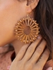 Exaggerated Wood Pendant Hook Earrings