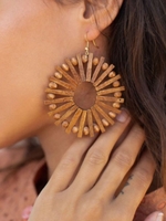 Exaggerated Wood Pendant Hook Earrings