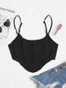 Exposed Seam Pointed Hem Cropped Camisole M Black
