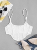 Exposed Seam Pointed Hem Cropped Camisole M White