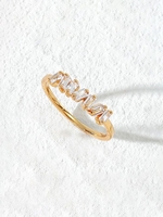 Exquisite Color Retaining Copper Inlay Zircon Plated 18K Gold Ring