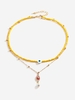 Eye Pendant Double Layer Beads Necklace