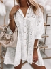 Eyelet Drop Shoulder Shirt Dress Xl White