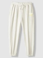 Face Letter Graphic Jogger Sweatpants M White