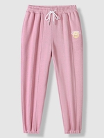 Face Letter Graphic Jogger Sweatpants S Pink