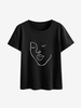 Face Sketch Graphic Short Sleeve T Shirt M Black
