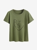 Face Sketch Graphic Short Sleeve T Shirt M Deep green