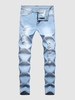 Faded Color Distressed Denim Jeans 38 Light blue
