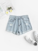 Faded Cuffed Distressed Denim Shorts Xl Blue