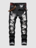 Faded Distressed Pocket Jeans 40 Black