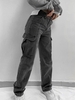 Faded Flap Pockets Tapered Cargo Jeans L Gray