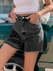 Faded Frayed Denim Cutoff Shorts Xs Black
