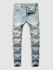 Faded Ripped Casual Pockets Jeans 38 Light blue