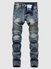 Faded Wash Stitching Patch Vintage Jeans 42 Deep blue