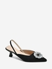 Faux Crystal Decor Suede Slingback Pumps