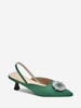 Faux Crystal Decor Suede Slingback Pumps