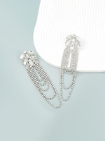 Faux Crystal Rhinestones Floral Chain Drop Earrings