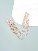 Faux Crystal Rhinestones Floral Chain Drop Earrings