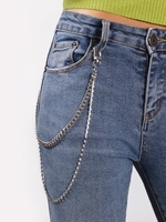 Faux Diamond Embellish Double-deck Trousers Chain