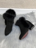 Faux Fur Decor Chunky Heeled Ankle Boots