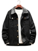 Faux Fur Lined Button Up Denim Jacket Xs Black