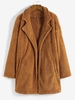 Faux Fur Open Front Drop Shoulder Coat L Coffee