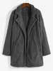 Faux Fur Open Front Drop Shoulder Coat M Gray