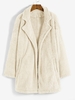 Faux Fur Open Front Drop Shoulder Coat M Light yellow