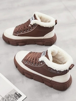 Faux Fur Panel Colorblock High Top Warm Skate Shoes