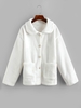 Faux Fur Pocket Button Up Coat White