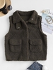 Faux Fur Pockets Teddy Gilet L Brown bear