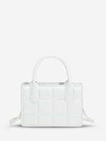 Faux Pearls Strap Solid Zipper Crossbody Bag