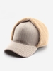 Faux Shearling Spliced Plaid Winter Baseball Cap
