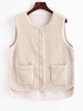 Faux Shearling Zip Pocket Teddy Vest L White