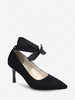 Faux Suede Ankle Wrap Heeled Pumps