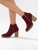 Faux Suede Block Heel Boots