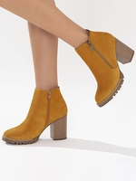 Faux Suede Block Heel Boots
