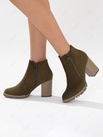 Faux Suede Block Heel Boots