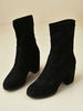 Faux Suede Block Heel Sock Boots